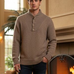 Vintage Terramar 100% Wool Sweater XL - Made in USA - Brown Chunky Knit